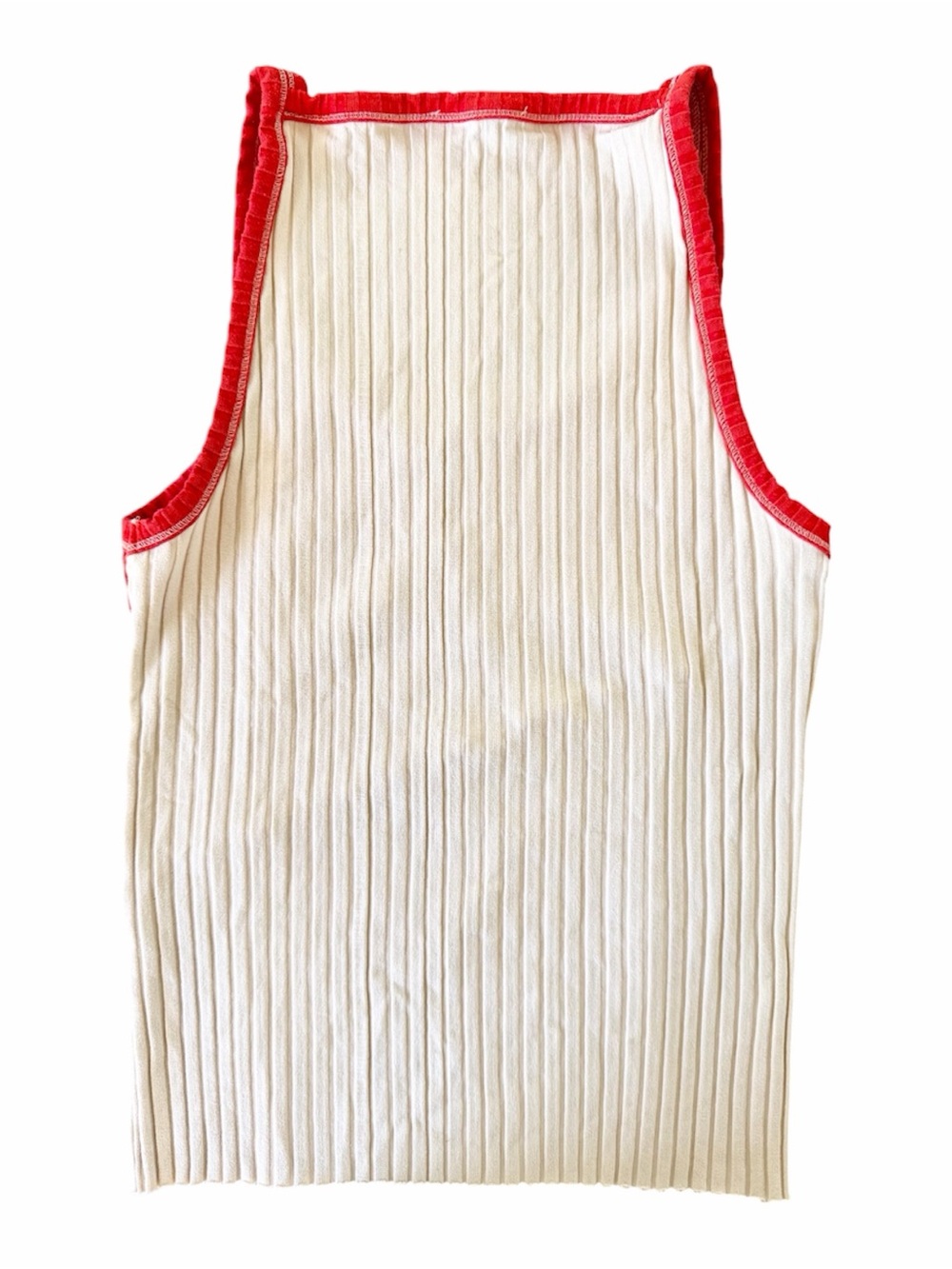 Zara Red and White Ribbed Colorblock Tank Top - Picture 5 of 7